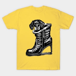 Dachshund Dog on a boot T-Shirt